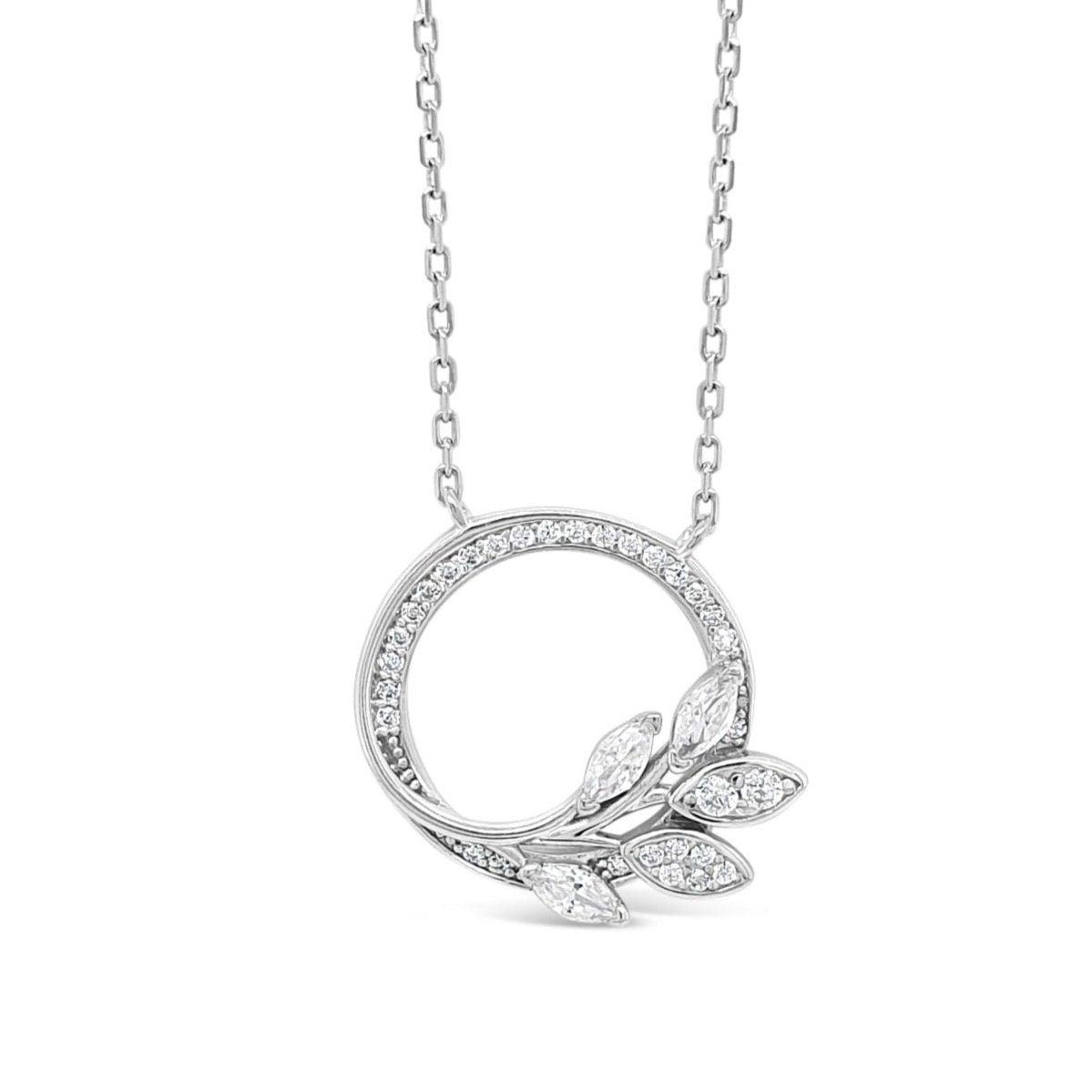 flower leaf circle pendant